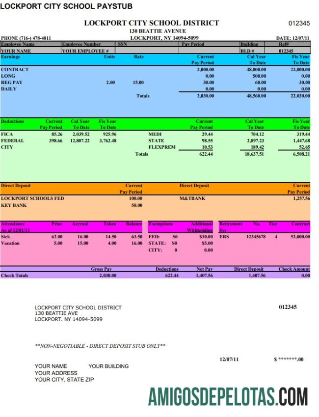 Realista Modelo Word e PDF de recibo de pagamento da escola da cidade de Lockport
